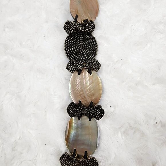 Seashell and Pewter Elastic Fashion Belt - Picture 6 of 11